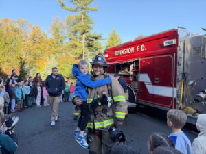 Irvington Volunteer Fire Department teaching fire safety at Dows Lane Elementary School